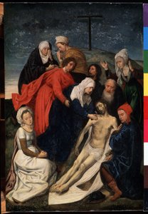 「キリストの死を悼む」 絵画 ヒューゴ・ファン・デル・ゴース (1435-1482) Dim. 36x30 cm エルミタージュ美術館、サンクトペテルブルク 作： Hugo van der Goes