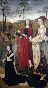 ポルティナーリの祭壇画：羊飼いの礼拝、内部セクションの詳細 - 木に油彩 作： Hugo van der Goes