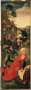 東方三博士の礼拝のトリプティク：「無辜の虐殺」右パネル。 Hugo van der Goes (1435-1482) による木版画 15 世紀 Dim. 96.3x109.2 cm エルミタージュ美術館、サンクトペテルブルク 作： Hugo van der Goes