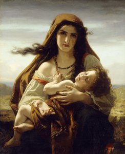 母と子、1870 作： Hugues Merle