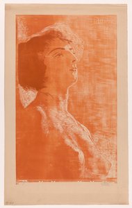 裸の胸の女性の肖像画 L