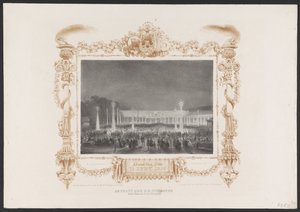学生のための夜会、1836年 H.H. の党 C. van Leeuwenによる庭の学生/ 1836年6月14日の夕方（オブジェクトのタイトル） ユトレヒト・ホーゲスクール200周年記念プレート、1836年（シリーズタイトル） 作： Huib van Hove Bz