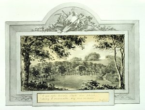 敷地の「後」の眺め、アントニーハウスのレッドブック、c.1812（紙にインク）（「前」の眺めは170692を参照） 作： Humphry Repton