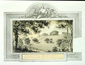 アントニーハウスのレッドブック、c.1812（紙にインク）からの敷地の「前」のビュー（「後」のビューについては170691を参照） 作： Humphry Repton