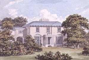 ウィリアム・ホルムのためのクラパム・コモンの家の北側正面のデザイン（水彩画）（85987のペア 作： Humphry Repton