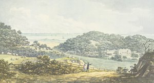 アントニーハウスのレッドブックからのパノラマの「後」の眺め、1812年頃 作： Humphry Repton