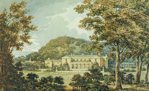 アントニーハウスのレッドブック、1812年頃から見た南正面、東正面の視点 作： Humphry Repton