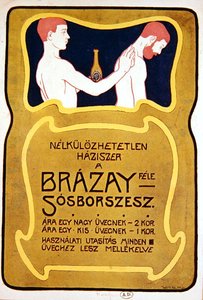 1900年頃のハンガリーのオードトワレ「Brazay」の広告（カラーリトグラフ） 作： Hungarian School