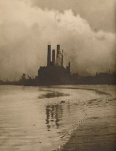 「チェルシーの煙突: 古いクレモルネ庭園の跡地にある発電所」、1935 年頃。 作： Huson