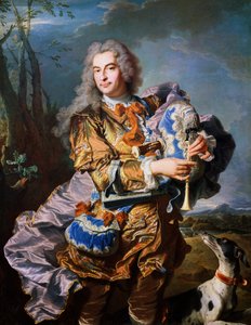 バグパイプを吹くガスパール・ド・ギュイダン 1735年頃 ヒャカンテ・リゴー（1659-1743）作 油彩・キャンバス詳細フランス