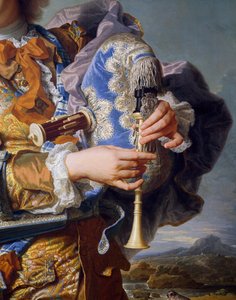 バグパイプを吹くガスパール・ド・ギュイダン 1735年頃 ヒャカンテ・リゴー（1659-1743）作 油彩・キャンバス詳細フランス 作： Hyacinthe Francois Rigaud