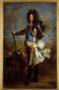 鎧を着たルイ14世（1630-1715）の足元の肖像。ヒャカンテ・リゴー（1659-1743）の絵画