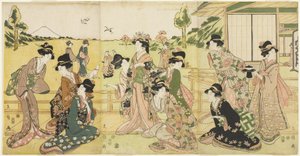 ホーキングパーティー、1807年（色木版画） 作： Hyakusai Hisanobu Hyakusai Hisanobu