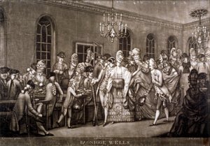 1772 年、ロンドン、バニゲ ウェルズの混雑した部屋の眺め。 作： IR Smith