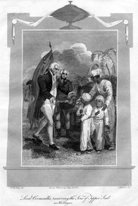 コーンウォリス卿1738-1805、ティップーサイブの息子たちを人質として迎え、1816年。 作： I. Brown