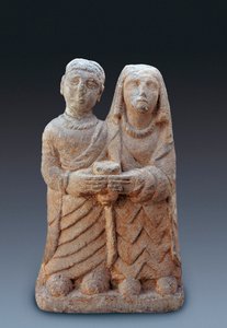 アニックアート：供物を運ぶカップル石の彫刻、紀元前3世紀 マドリード国立考古学博物館 作： Iberian