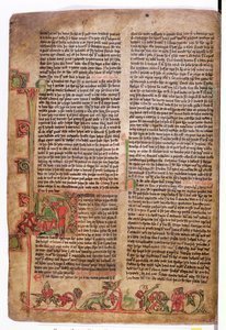 14世紀後半のFlateyjarbok（The Book of Flatey）のオラフトリッグヴァソンのサガの冒頭にある歴史的な頭文字D 作： Icelandic School