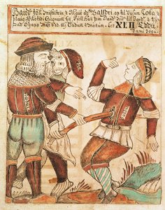Ny Kgl Saml 1867.4、s.95v The Killing of Balder (紙にペンとインク、水彩) (169947 も参照) 作： Icelandic School