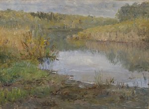 フランスの川（厚紙にマウントされたキャンバスに油彩） 作： Ida von Schulzenheim