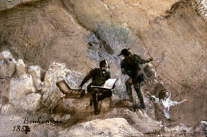 屋外で絵を描くイグナス・フランソワ・ボノム 作： Ignace Francois Bonhomme