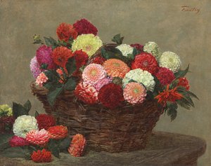 ダリアのバスケット;ダリアのバスケット、1893 作： Ignace Henri Jean Fantin Latour