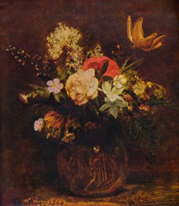 花のボウル、1864年、1935年。 作： Ignace Henri Jean Fantin Latour