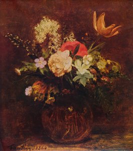 花のボウル、1864年、1935年。 作： Ignace Henri Jean Fantin Latour
