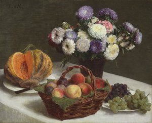 花と果物、1865 作： Ignace Henri Jean Fantin Latour