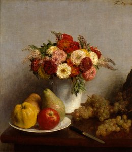 果物と花、1865年。 作： Ignace Henri Jean Fantin Latour