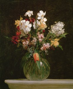 白い水仙、ヒヤシンスとチューリップ、1864 作： Ignace Henri Jean Fantin Latour
