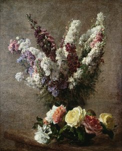 バラとラークスパー、1885 作： Ignace Henri Jean Fantin Latour