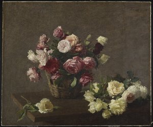 かごの中のバラ、またはかごの中のバラ、1888 作： Ignace Henri Jean Fantin Latour