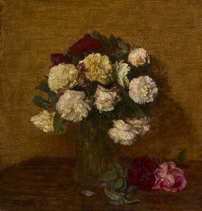 花瓶のバラ、1878年。 作： Ignace Henri Jean Fantin Latour