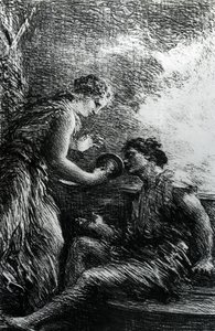ジーグリンデとジークムント、ワグナーのオペラ「ヴァルキリー」の舞台、1887 作： Ignace Henri Jean Fantin Latour