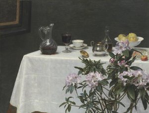 静物：テーブルのコーナー、1873 作： Ignace Henri Jean Fantin Latour