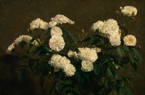 ホワイトローズの静物、1870年 作： Ignace Henri Jean Fantin Latour