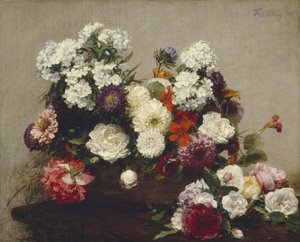 花のある静物、1881 作： Ignace Henri Jean Fantin Latour