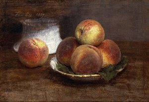 桃のボウル。フィッシングボウル、1869年 作： Ignace Henri Jean Fantin Latour