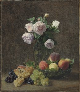 バラ、桃、ブドウの花瓶、1894 作： Ignace Henri Jean Fantin Latour