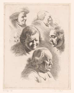 目を閉じた男女6頭の構図 作： Ignace Joseph de Claussin (attributed to)