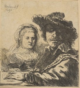 レンブラントと彼の妻のコピー、1786-1844。 作： Ignace Joseph de Claussin