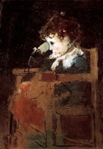 「椅子に座っている少年」（油彩・キャンバス 作： Ignacio Pinazo Camarlech