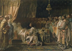 ジェームズ1世の最後の瞬間（1207-76）コンキスタドール 作： Ignacio Pinazo Camarlech