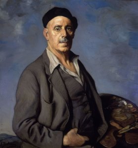 青い背景のセルフポートレート-1942-オイル-キャンバス-90X85 cm 作： Ignacio Zuloaga y Zabaleta