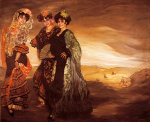 3人のいとこ（スペインの伝統的な踊り子の衣装を着て） 1903年頃 （油彩・キャンバス 作： Ignacio Zuloaga y Zabaleta