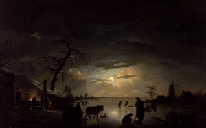 月明かりに照らされた冬の風景 作： Ignatius Josephus van Regemorter