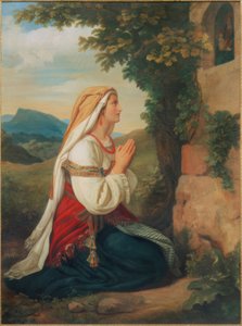 ローマ近郊で祈るイタリア人女性 作： Ignaz Schmidt