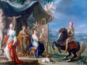 「芸術の保護者としての貴族の騎馬肖像」、c1699-1748 作： Ignaz Stern