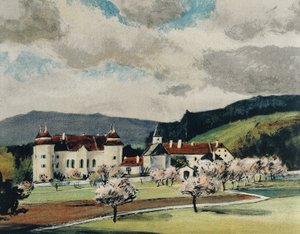 ヴィーゼルブルク近郊のヴァインツィール城 1909年頃 （水彩・紙 作： Igo Potsch