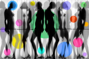 カラフルなポップアートのシルエット 作： 